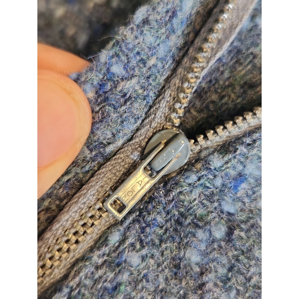 Vintage 1950s-60s Blue Tweed Wool Wiggle Dress Mid-Century Mod Pencil Sheath Sm - Picture 14 of 16